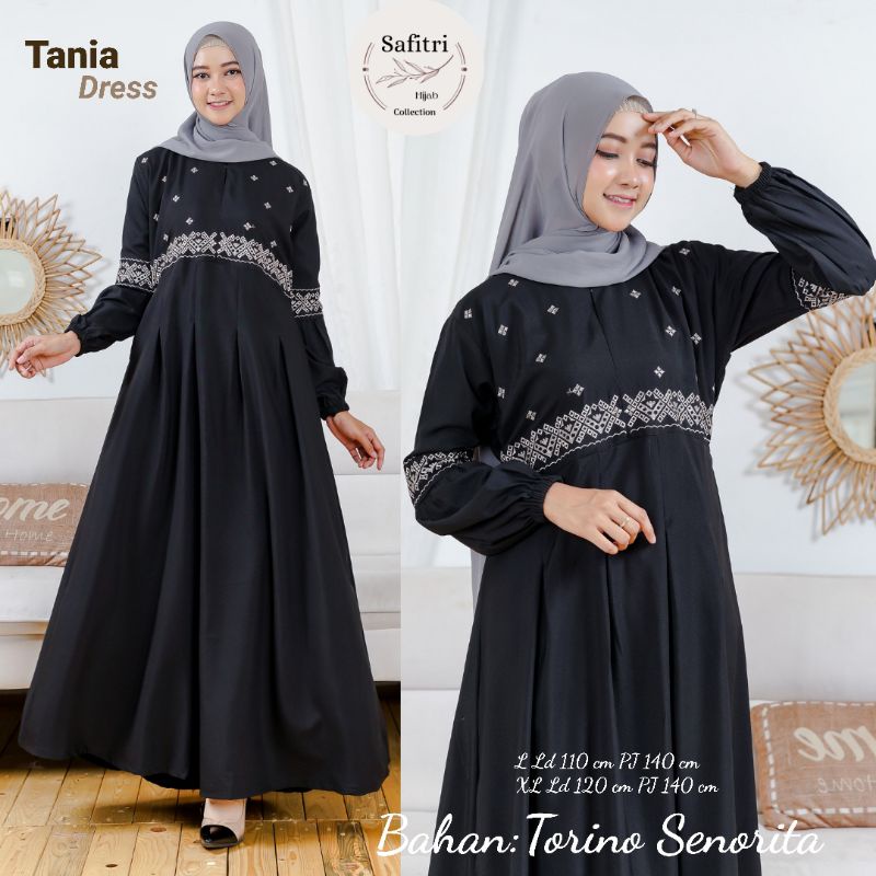 TANIA DRESS 1 bahan Torino Senorita aplikasi bordir busui bumil friendly by Safitri Fashion