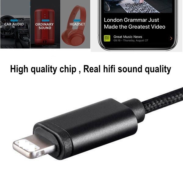 Aux Cable Lightning to 3.5mm Nylon Braid Support All iphone IOS