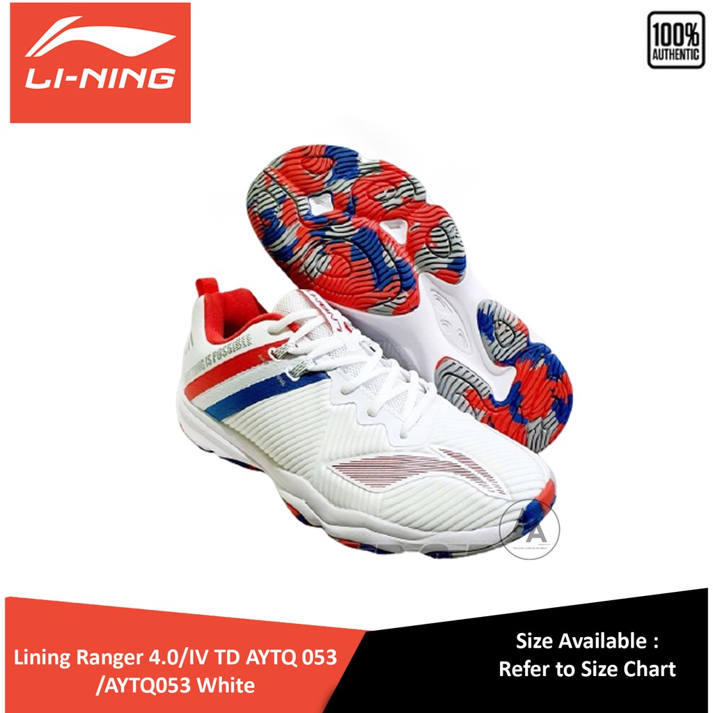 New Sepatu Badminton Lining Ranger IV Drive AYTQ 053 / AYTQ053-3 White