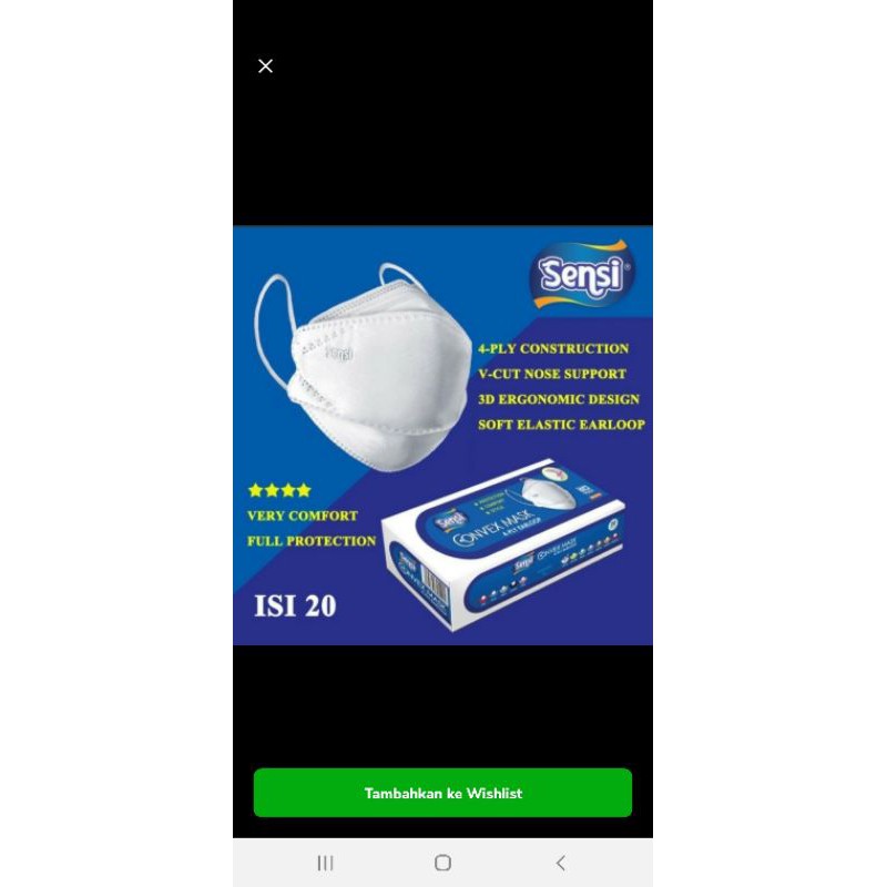 masker sensi convex 1box isi 20pcs