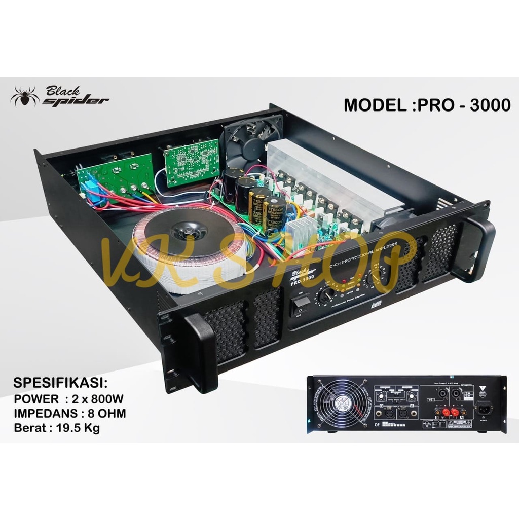 POWER AMPLIFIER BLACKSPIDER PRO 3000 CLASS H BLACK SPIDER PRO3000