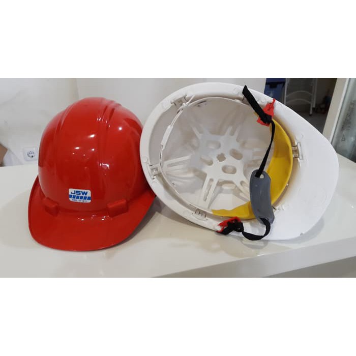 JSW helm proyek lokal safety helmet merah hijau kuning putih oren biru APD