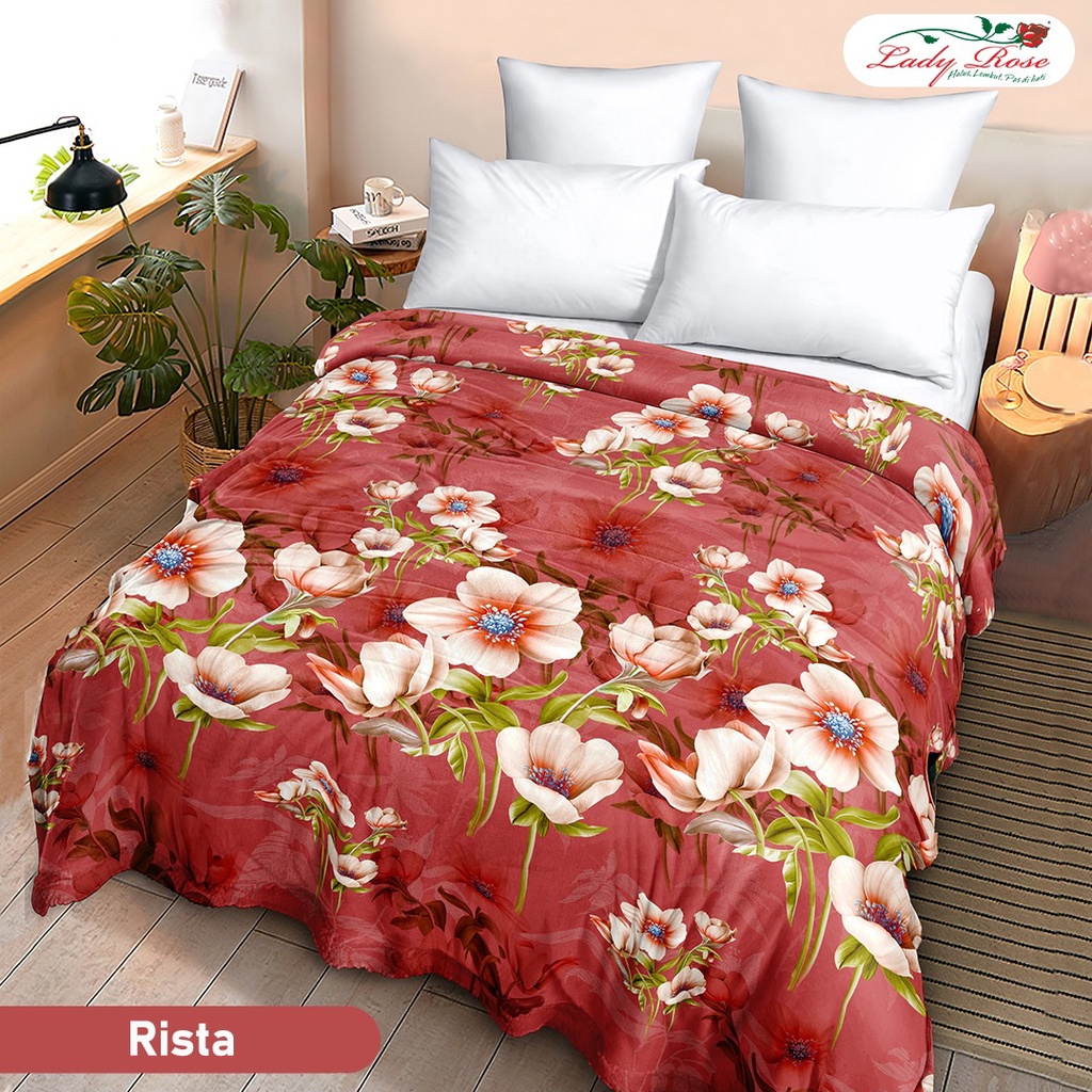 Selimut LADY ROSE Bulu Halus Murah / Blanket Anti Luntur Motif Rista 160x200