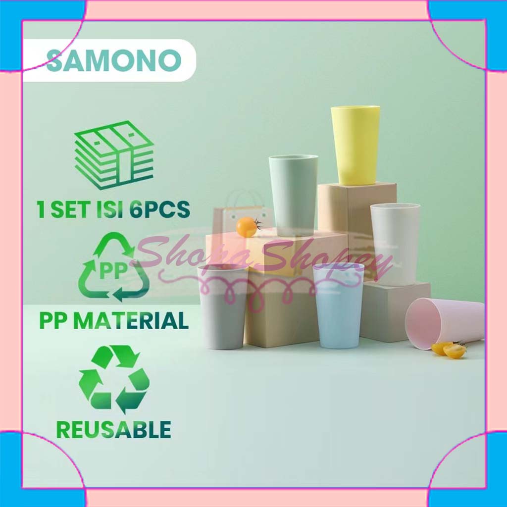 Gelas Plastik SAMONO STW03C High Quality BPA Free Reusable Microwave Cangkir Tahan Panas