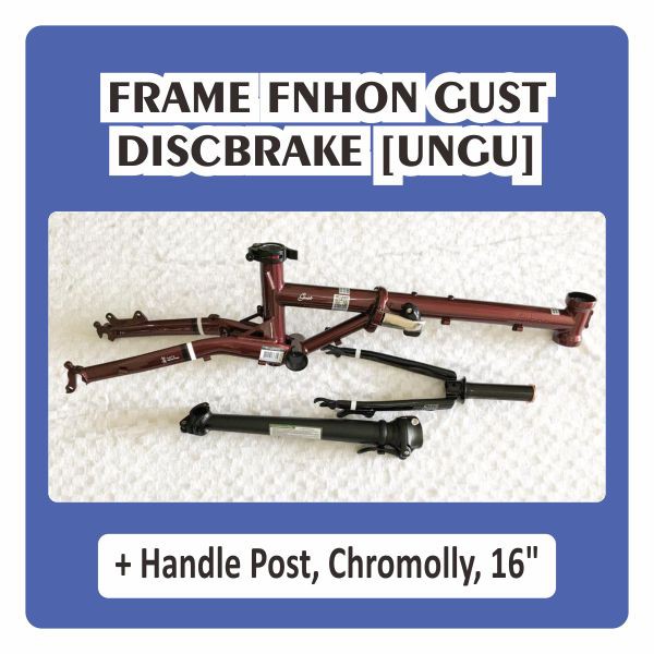 Frame Fork Fnhon Gust Ungu & HP Handle post Discbrake DB Disc brake Purple Agate Red Merah Maroon