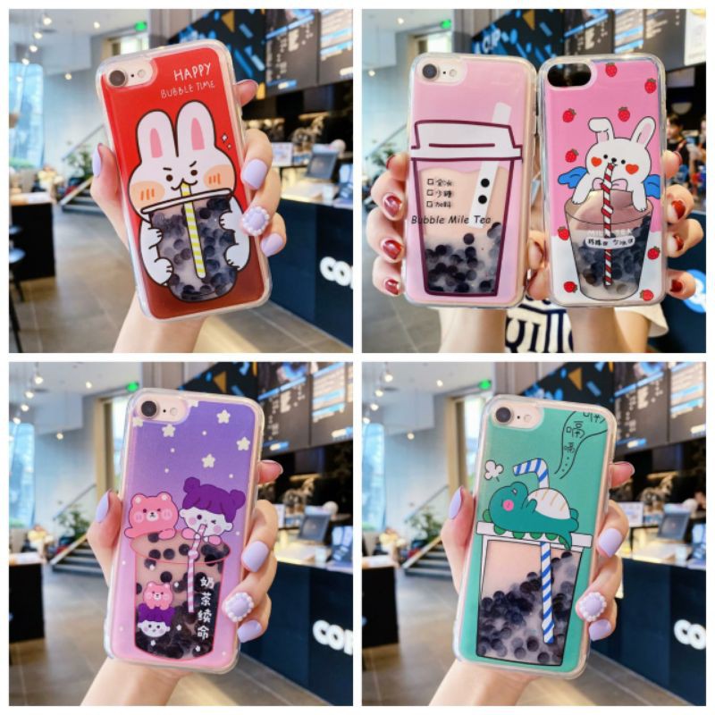 Case Oppo A52/A92 Water Glitter Black Boba