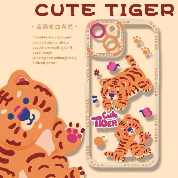 Soft Case TPU Transparan Motif Harimau Untuk Iphone 13 Pro Max / 12 / 11 / XS / XR / X / 8 / 7 / 6 Plus / SE 2020