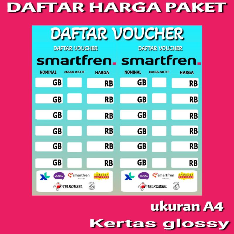 

DAFTAR HARGA PAKET DATA KONTER DAN PHONCEL M6