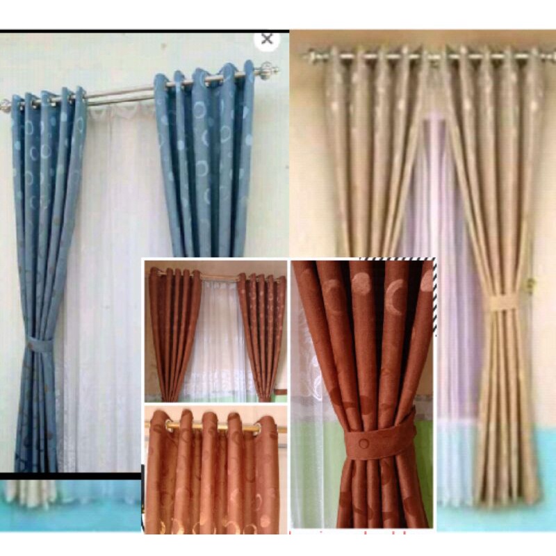 GORDEN JENDELA GORDEN PINTU KAMAR GORDEN MOTIF POLKADOT MINIMALIS GORDEN PANJANG 2 METER GORDEN TENG