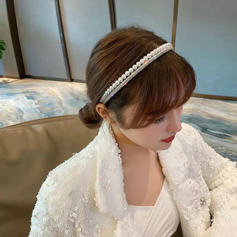 Bando retro pearl double layer untuk aksesoris rambut pengantin