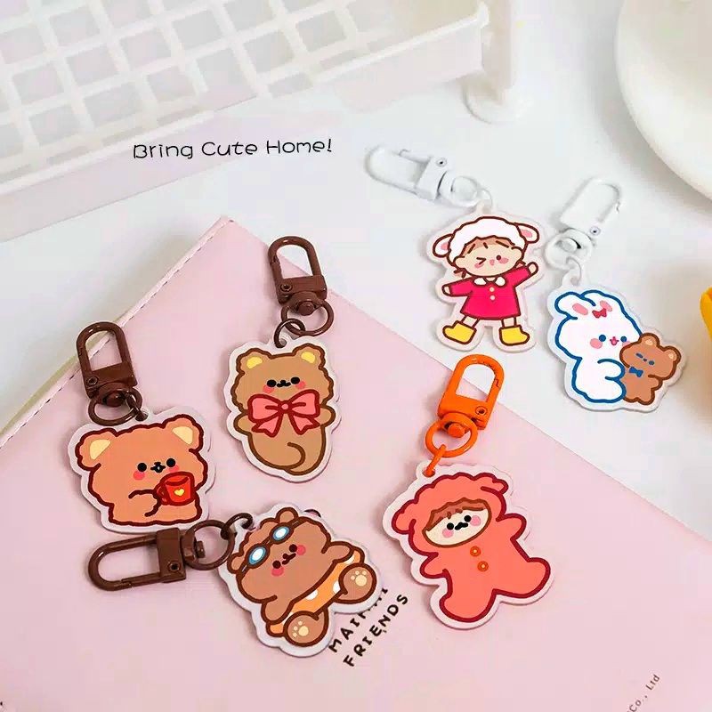 

KOREAN CUTE BEAR & BUNNY ACRYLIC KEYCHAIN AKRILIK FOR DIY BINDER