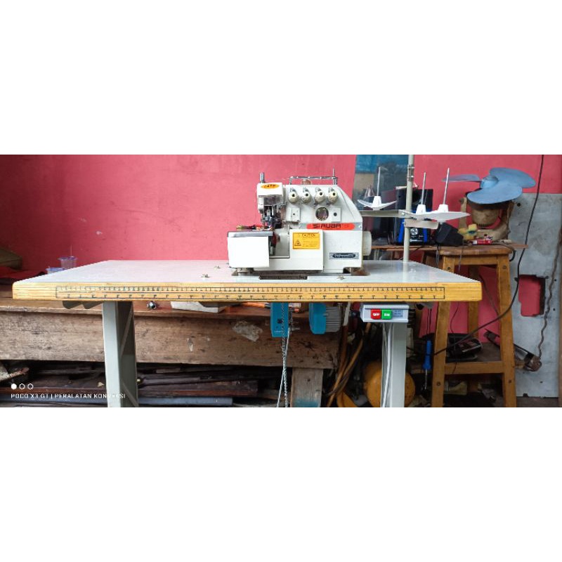 Mesin Obras Siruba Seken Benang 4 Dinamo Servo Komplit