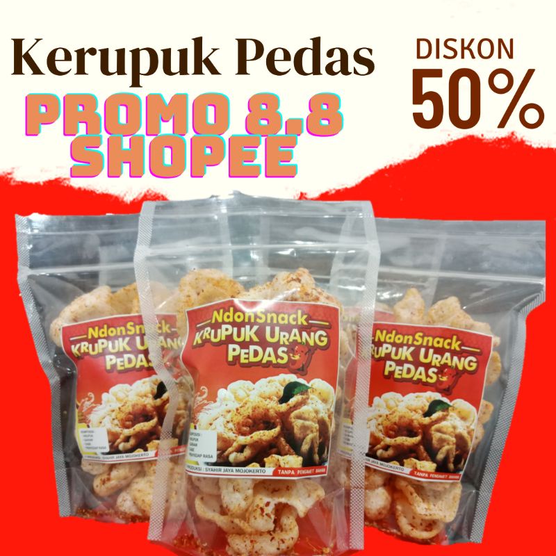 

Kerupuk Pedas udang goreng Daun jeruk 60gram