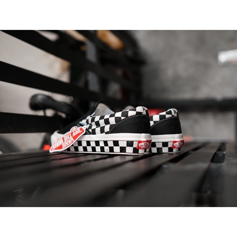 SALE DISKON! V4NS SLIP-ON SIDEWALL CHECKERBOARD BLACK/WHITE CLASSIC 100% ORIGINAL BNIB