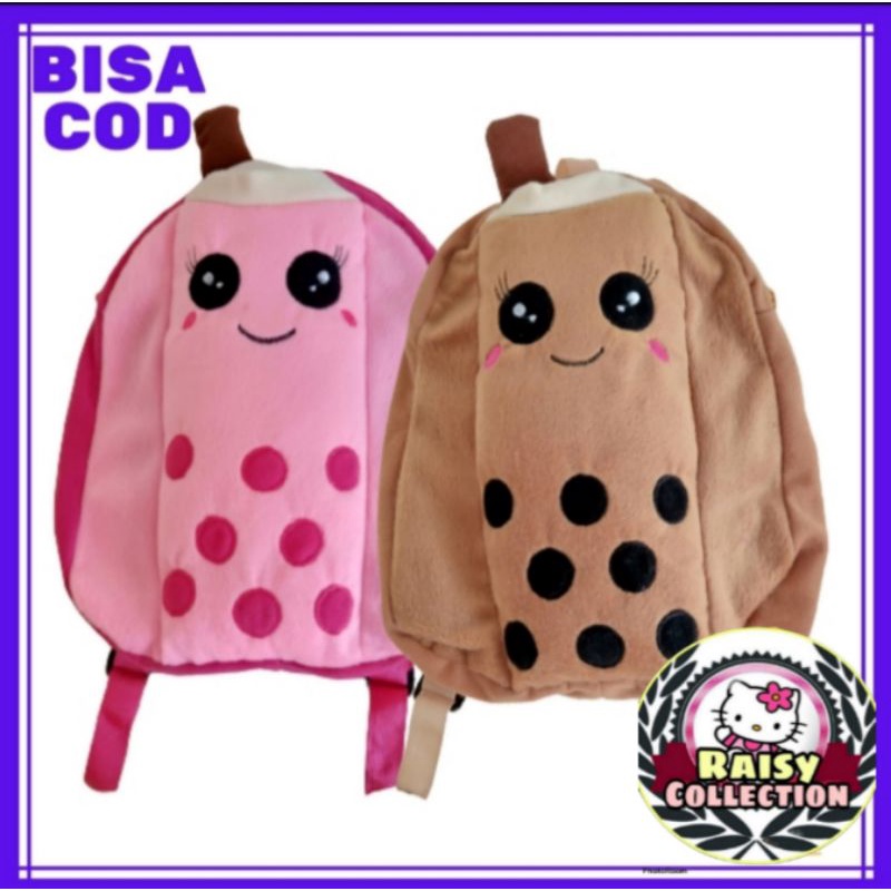 Tas Ransel BOBA Viral - Tas Gendong Karakter Boba drink