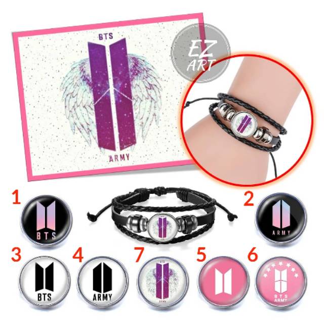 GELANG CUSTOM FOTO LOGO KPOP BTS ARMY KEPANG MULTILAYER KULIT PREMIUM QUALITY