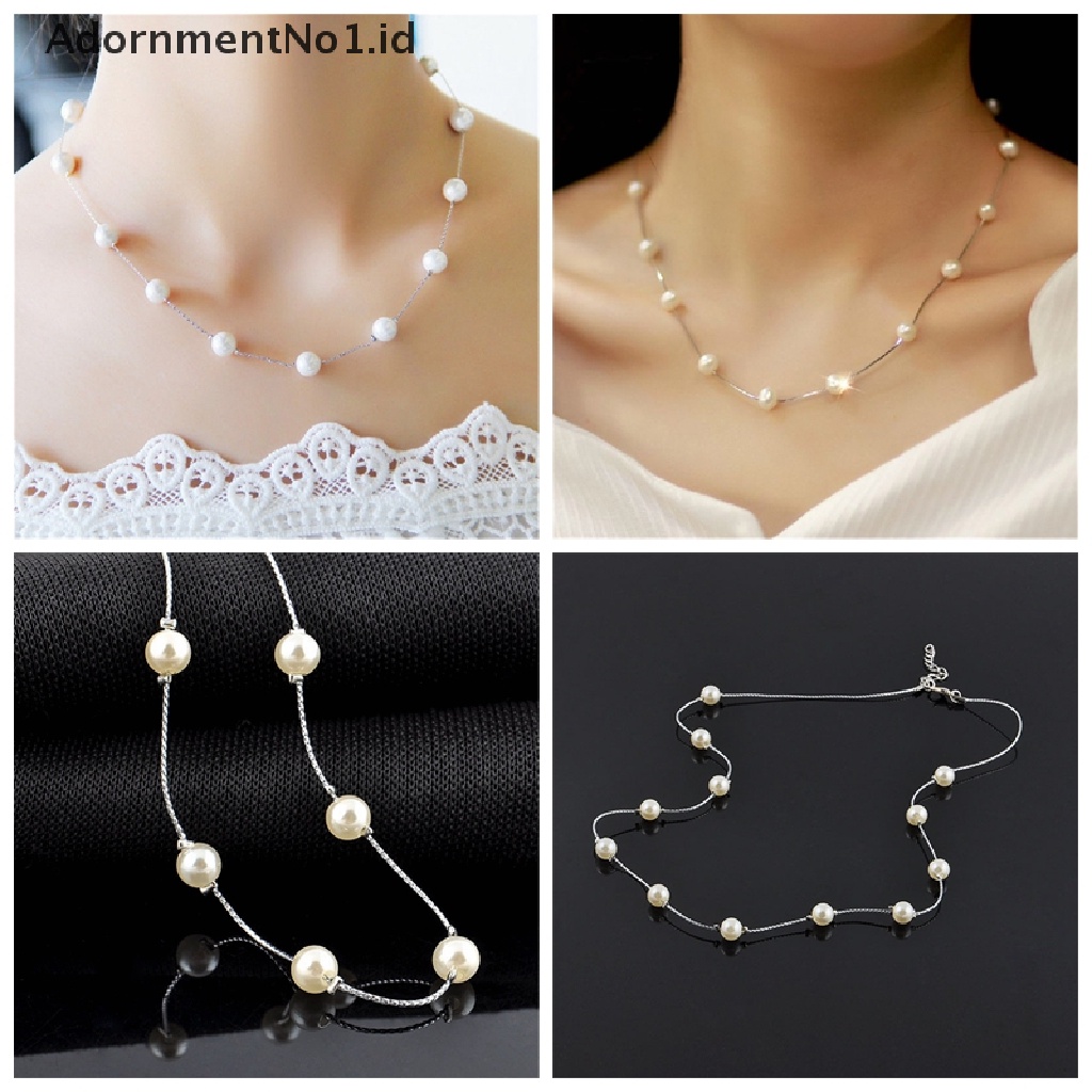 (AdornmentNo1) Kalung Rantai Dengan Liontin Mutiara Untuk Wanita