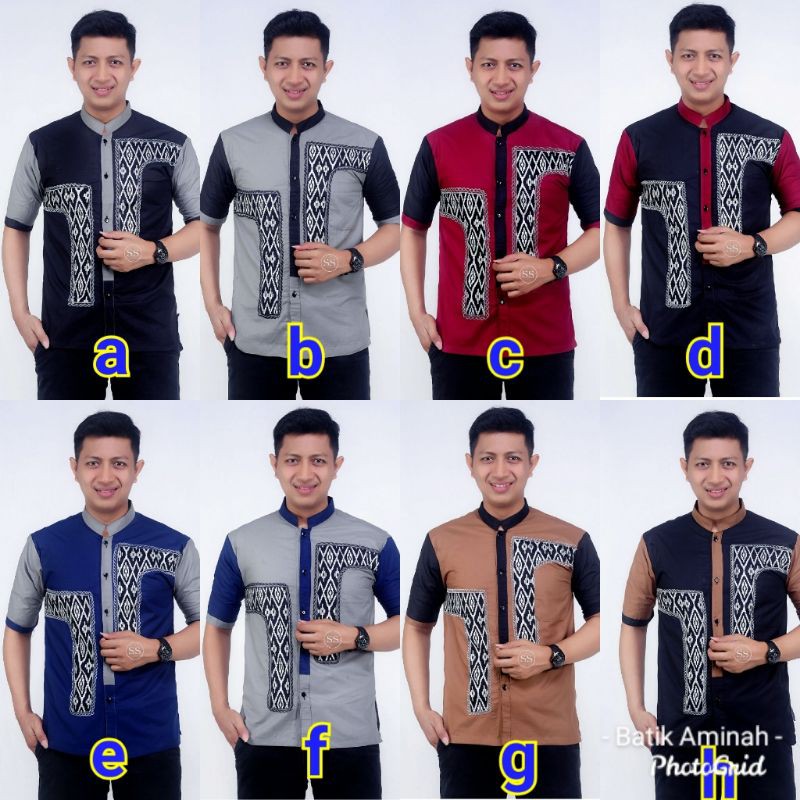 Koko Batik Fashion Muslim Kombinasi C07 Al Haramain Hijau S/M/L/XXL Dewasa