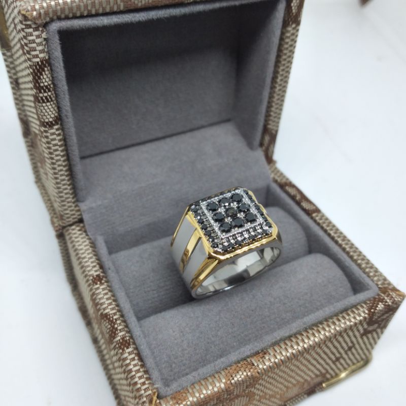 cincin perak full berlian hitam free memo