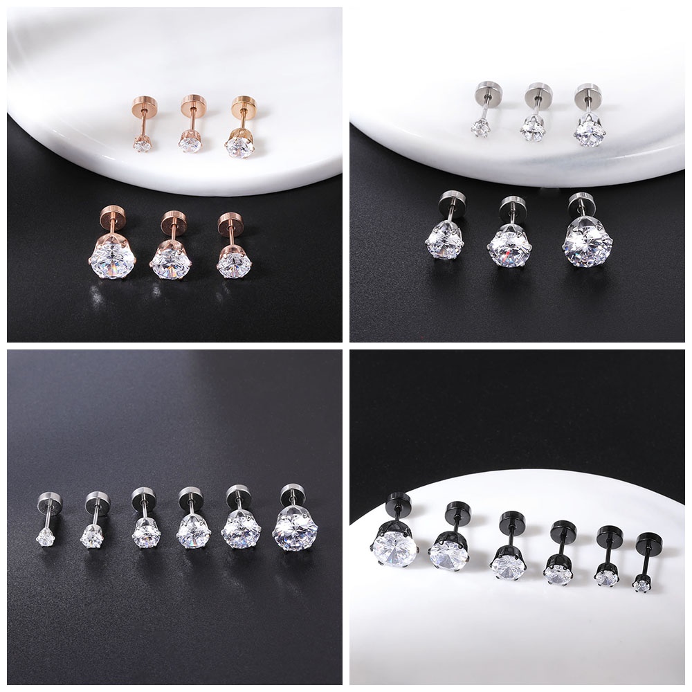 1 Pc Anting Stud Kristal Bentuk Bunga Mawar Kupu-Kupu Bahan Stainless Steel