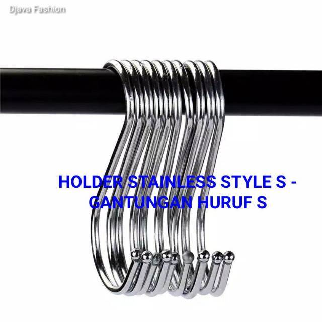 SATUAN hooks-inpolished-stainless-steel-metal gantungan serbaguna bentuk S di lemari, dapur, kamar mandi