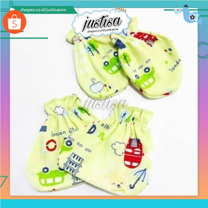 Promo !! (3PCS) SARUNG TANGAN KAKI BAYI SET VINATA SABLON- SARUNG TANGAN BAYI MURAH