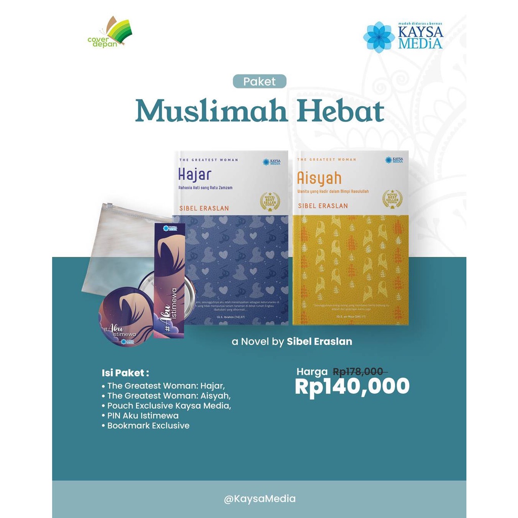 PAKET NOVEL PEREMPUAN PENGHUNI SURGA, KHADIJAH - FATIMAH - MARYAM - ASIYAH - HAJAR - AISYAH