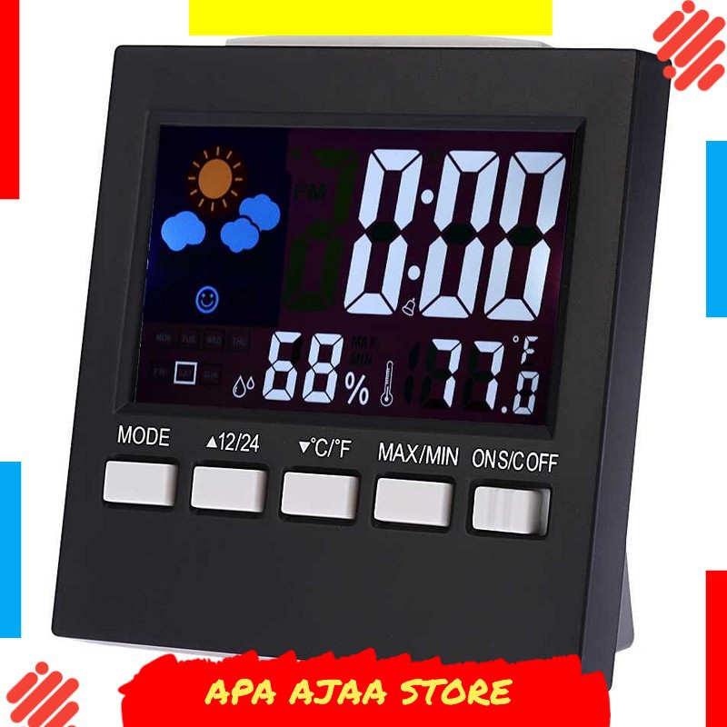 Termurah ! Jam Alarm LED Thermometer Hygrometer Forecast Weather Station - 2159T