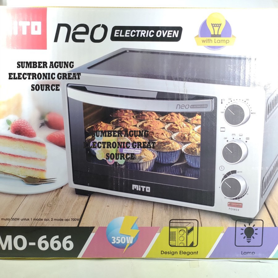 Mito Electric Oven Neon Open LIstrik MO666 20L 350W Bisa Untuk Loyang