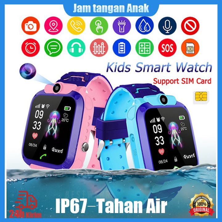 Imo Anti Air IP67 Q12 Jam tangan anak telepon - anak Gps Digital Smartwatch anak Waterproof  Kids Smart Watch