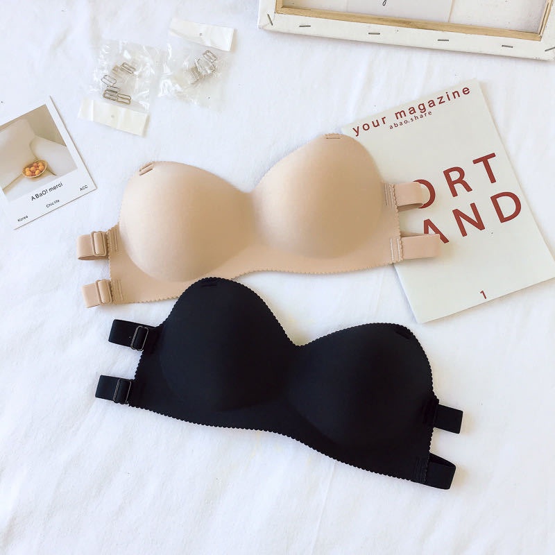 TF Bra Cewe Push Up Model Backless BH Tanpa Tali Polos Gaya Korea Untuk Wanita