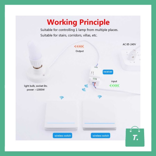 SAKLAR LAMPU RUMAH MODERN OTOMATIS WIRELESS SWITCH RF  - TGIL179C9