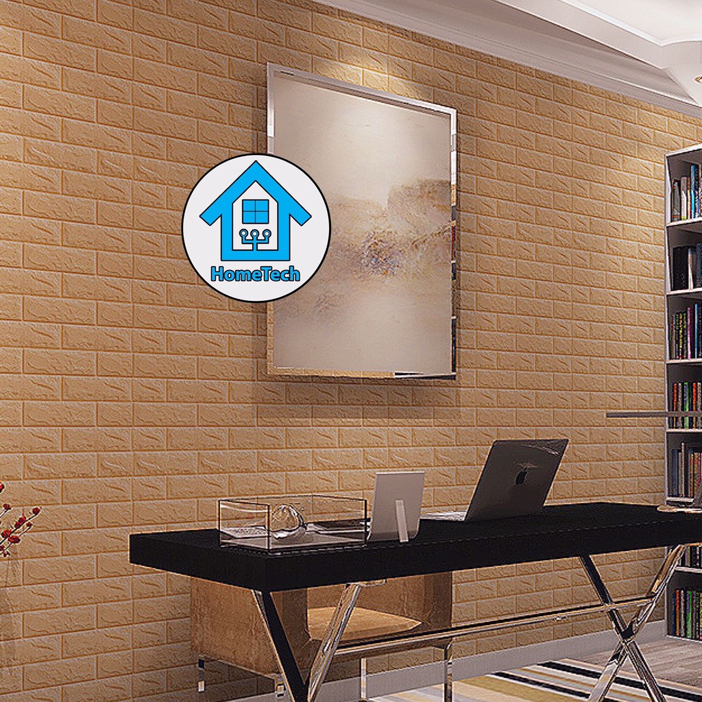 HT Wallpaper Sticker Foam Bata 3D Coklat Premium Wall Paper Stiker Dinding-1