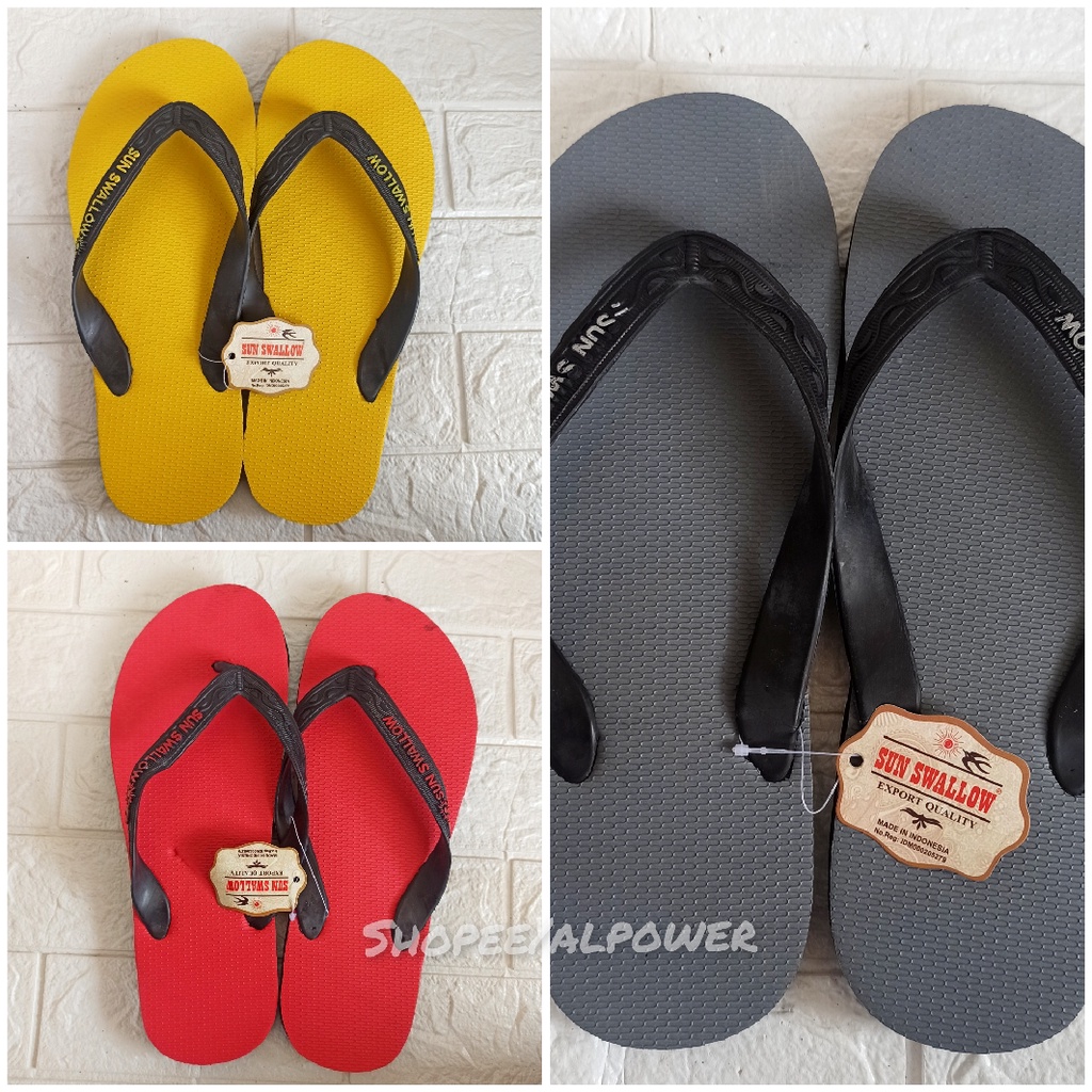 Sendal Jepit Sun Swallow Pria Sandal Japit Jumbo Laki-Laki Cowok Hitam 12 Merah Hijau Biru Kuning