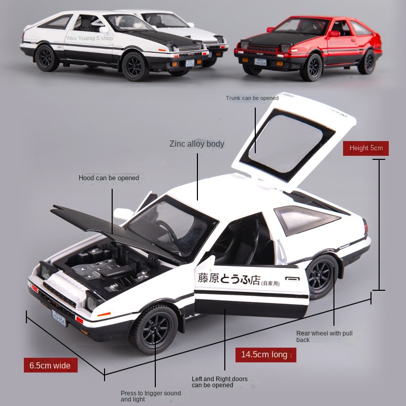 TWH Mobil Diecast - Toyota Trueno AE86 Initial D Skala 1:32 ALLOY Mobil Car Die-Cast Die Cast Miniatur