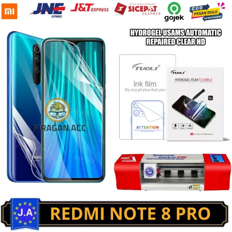 2in1 - Xiaomi Redmi Note 8 Pro Hydrogel Anti Gores Full Depan Belakang Xiomi Redmi Note 8Pro Screen
