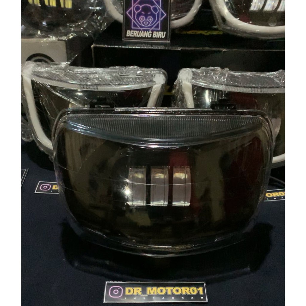 lampu depan honda legenda 2 custom daymaker + lampu alis warna putih