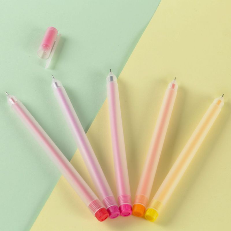 10pcs / set Pulpen Gel 0.5mm Warna Acak Untuk Stationery Anak / Sekolah / Kantor