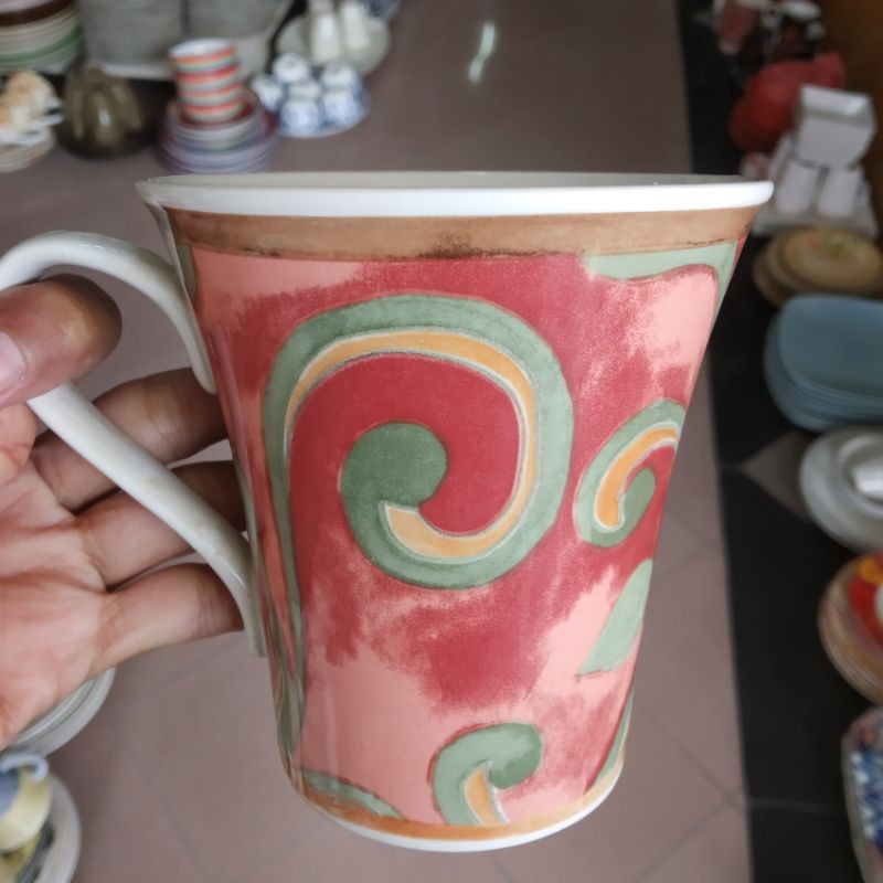 VINTAGE MUG GELAS KERAMIK CANGKIR SANGO MOTIF JADUL ANTIK KLASIK CLASSIC KOLEKSI KUNO