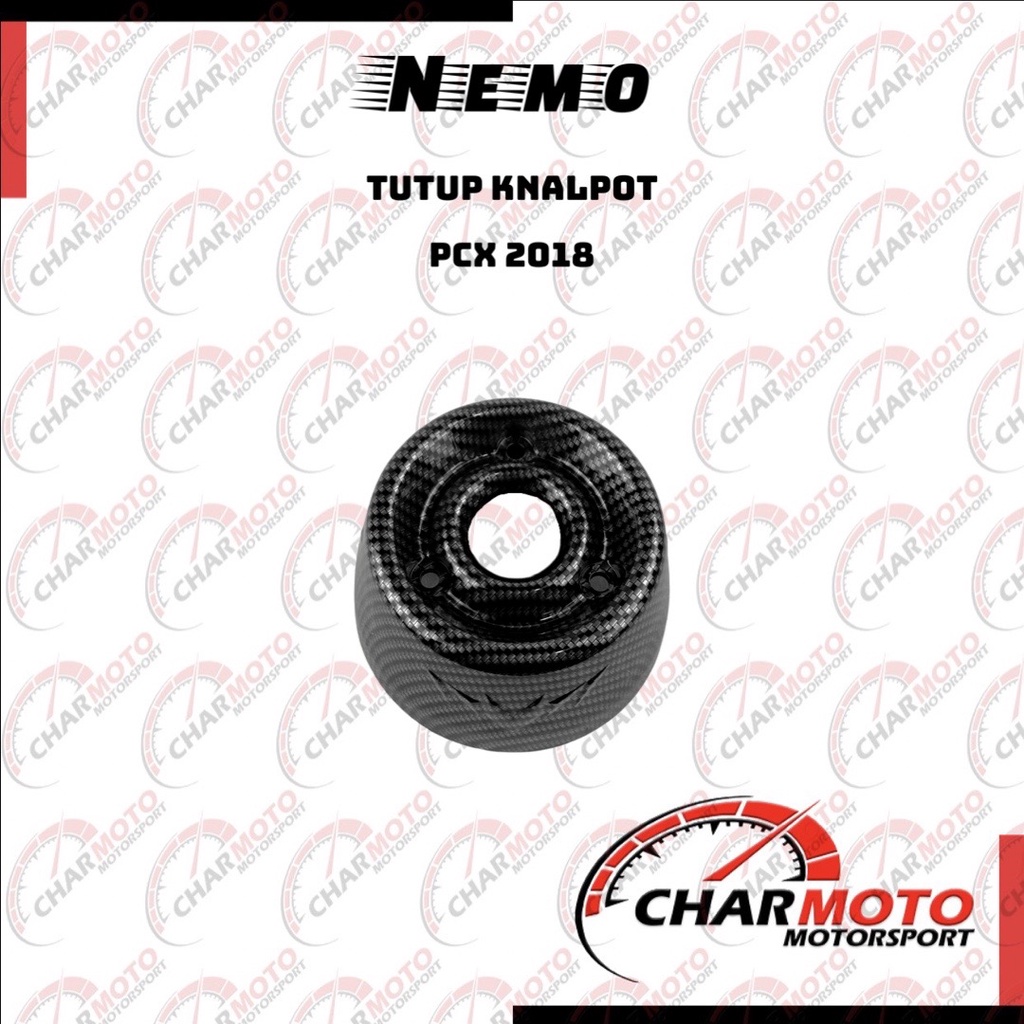 Tutup Cover Corong Knalpot Honda PCX 2018 Karbon Carbon Nemo Original PNP - Charmoto