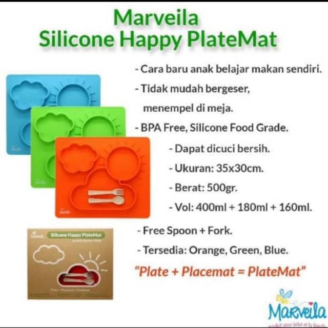 Marveila Silicone Happy Platemat Sunrise / Tempat Makan