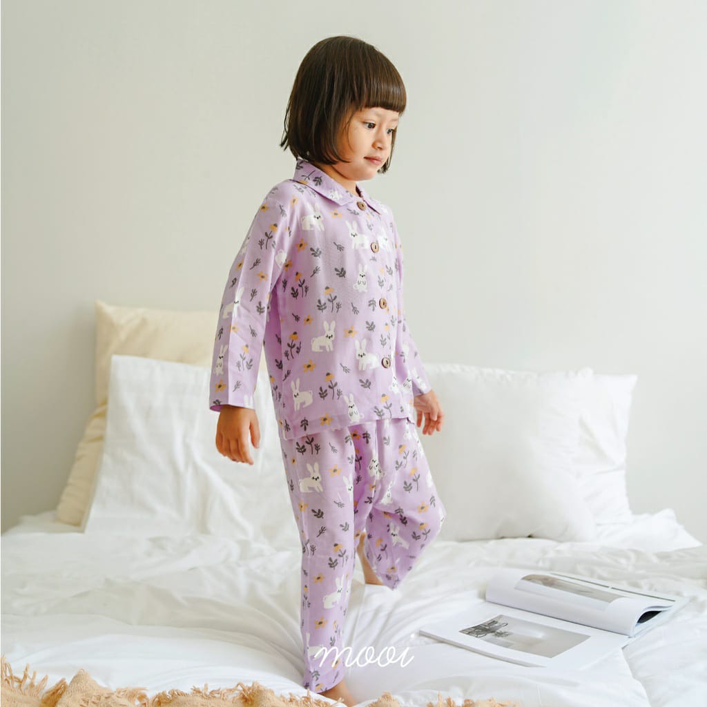 MOOI Long &amp; Short COLLAR SET Setelan Baju Pendek/ Baju Panjang Piyama