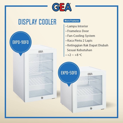 (LUAR SBY) + Bubble Wrap Display Cooler GEA 92 Liter EXPO-90FD / Lemari Es Kaca 95 Watt EXPO90FD / EXPO90