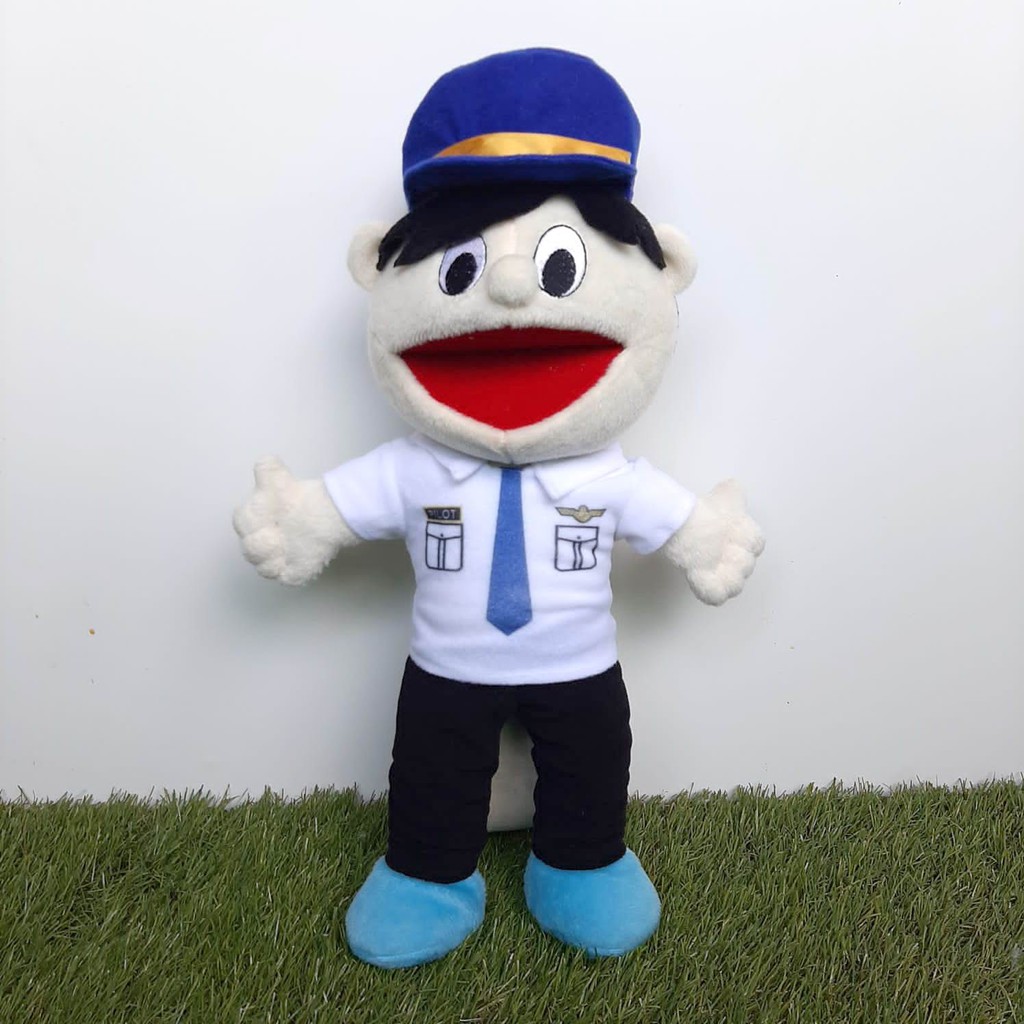 Boneka Tangan Muppet Profesi Pilot - Mulut Terbuka Bisa Gerak