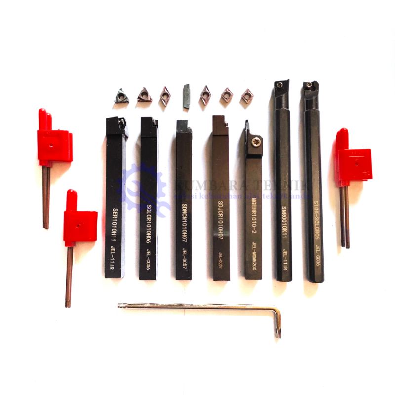 HOLDER BUBUT 1010 LUAR DALAM 7 PCS PAHAT BUBUT 10mm SET INSERT CARBIDE