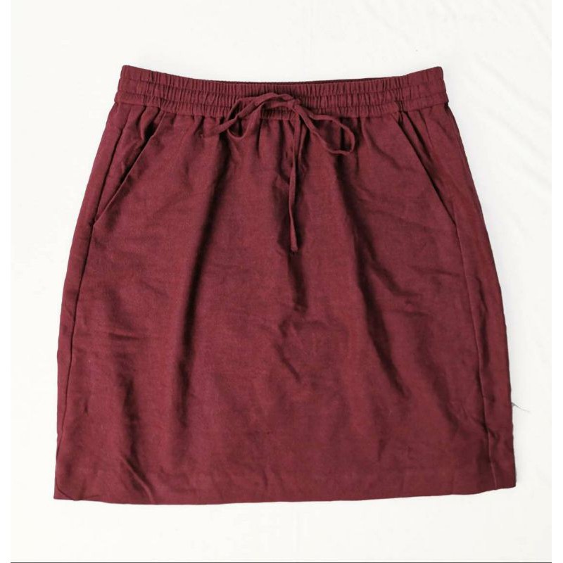 Loft maroon &amp; grey drawstring pocket skirt