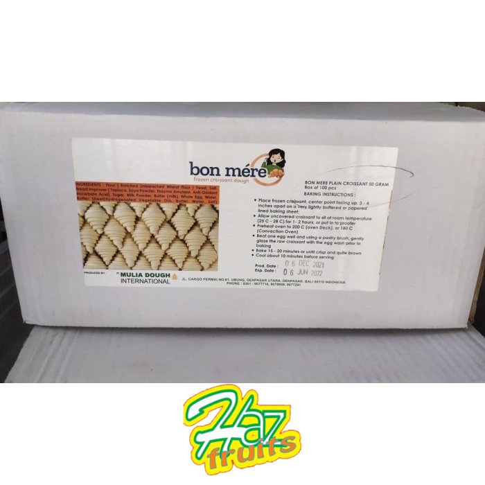 

Bon Mere Plain Croissant Frozen 50 Gram Box of 100 Pcs - 1 Karton