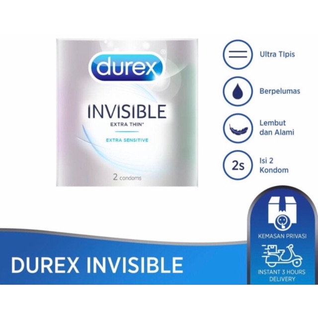 Kondom durex invisible 2 pcs ultra tipis &amp; kuat ( privasi &amp; packing dijamin aman )