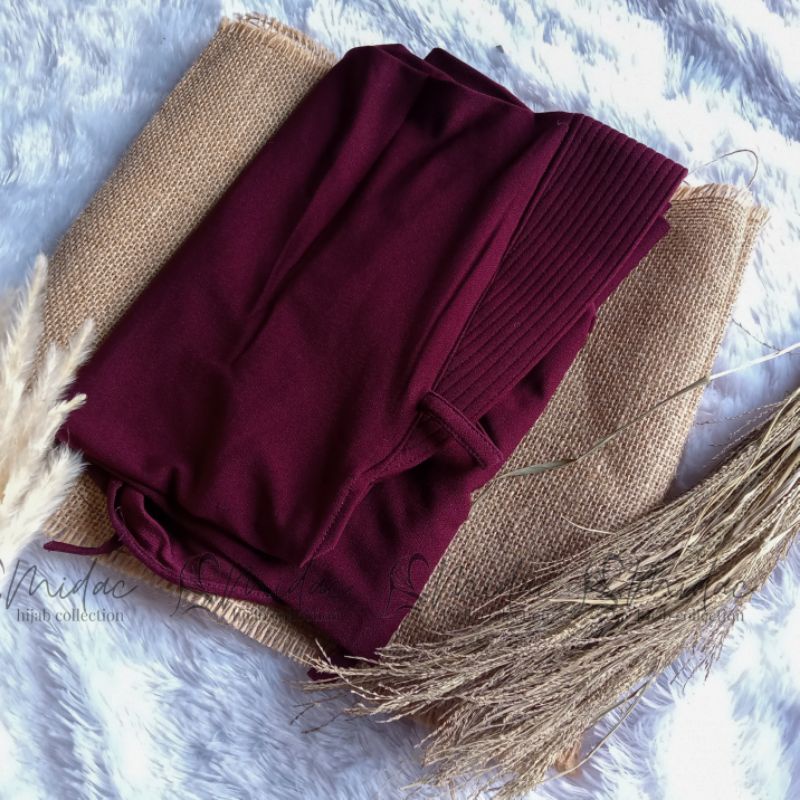 (AL-DHANS BERGO PED) HIJAB INSTAN BERGO PAD - JILBAB BERGO AD - JERSEY IRISH-Merah hati