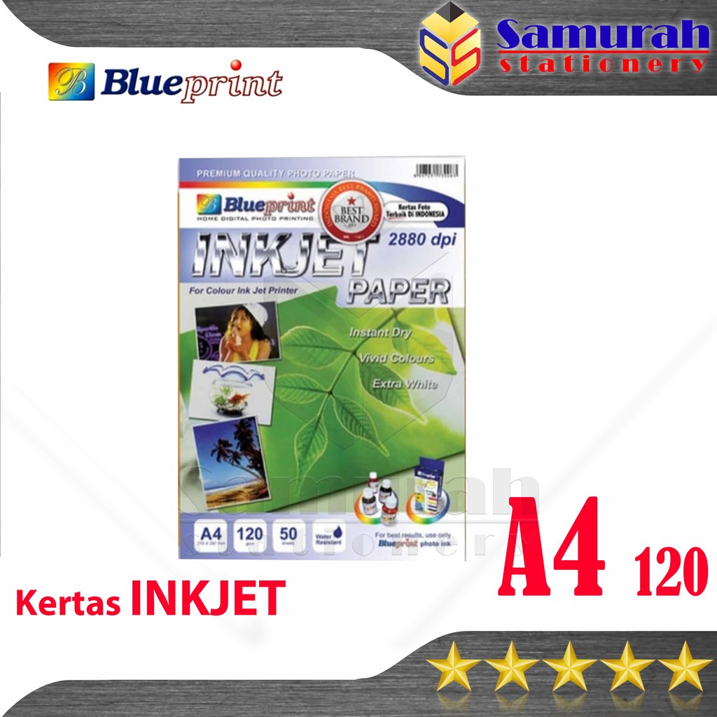 

Kertas Inkjet Paper Blueprint Ukuran A4 120 Gsm / Kertas Transfer Sablon Tinta Sublime BP - IPA4120